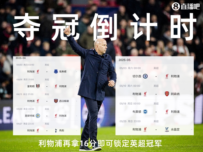 奪冠倒計(jì)時(shí)？槍手三場(chǎng)不勝落后榜首15分，利物浦再拿16分即可奪冠
