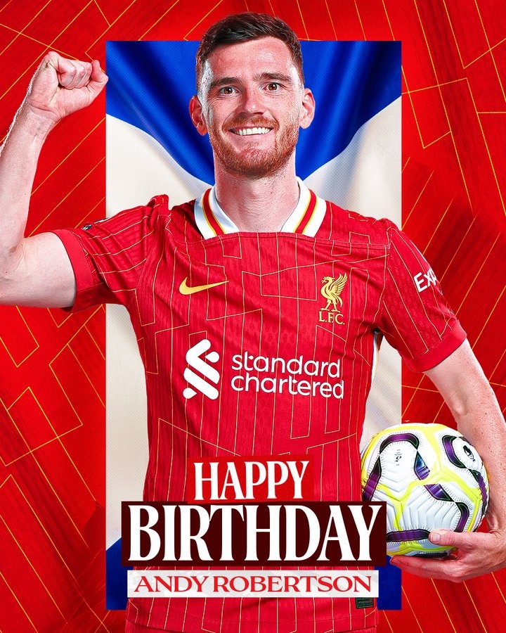 羅伯遜迎來31歲生日，利物浦官推曬海報(bào)送祝福