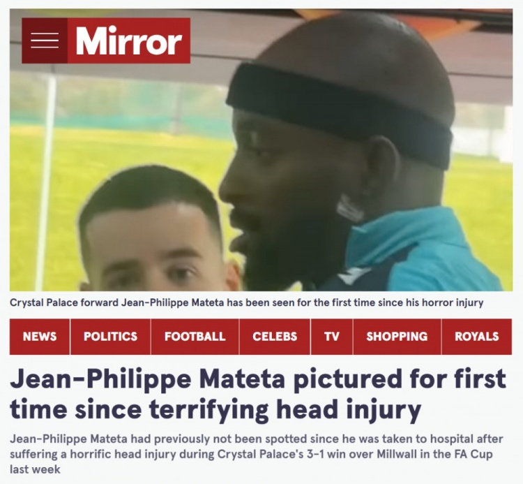 此前頭部嚴(yán)重受傷，鏡報(bào)：水晶宮前鋒馬特塔恢復(fù)訓(xùn)練