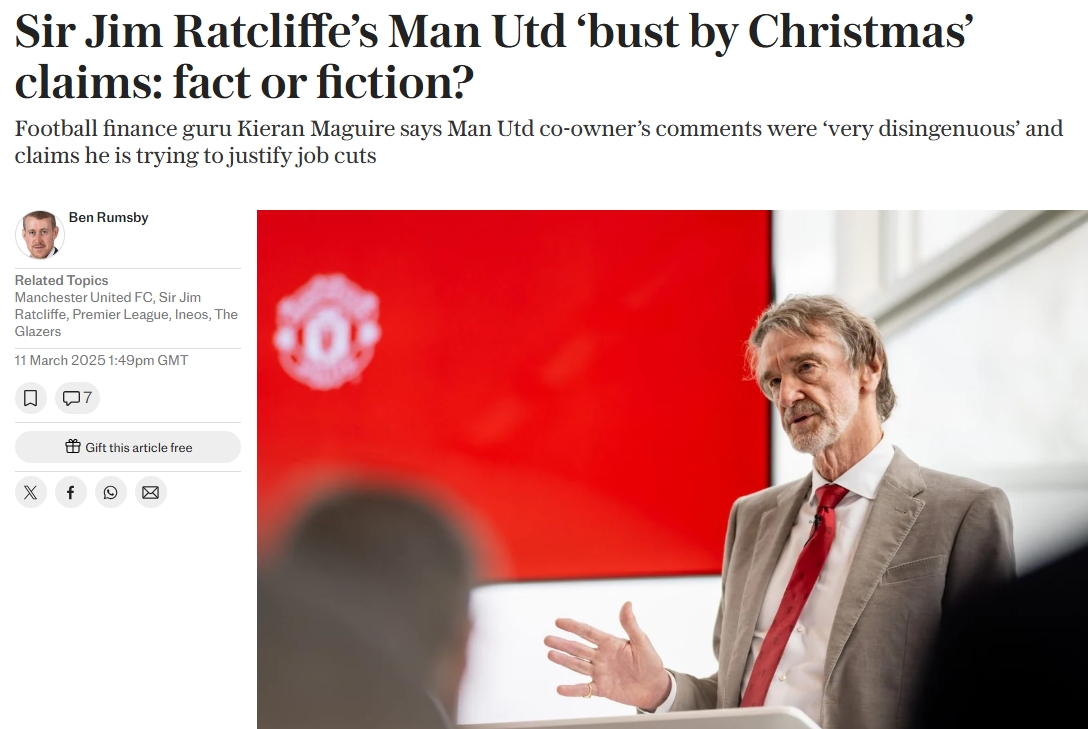 曼聯(lián)圣誕節(jié)前可能破產(chǎn)？財(cái)務(wù)專家：假透了，拉爵在為裁員找借口