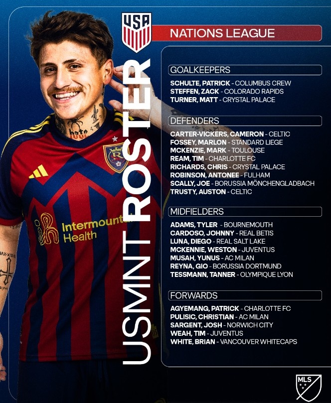 美國(guó)大名單：普利西奇、麥肯尼領(lǐng)銜，羅賓遜、小維阿、穆薩在列