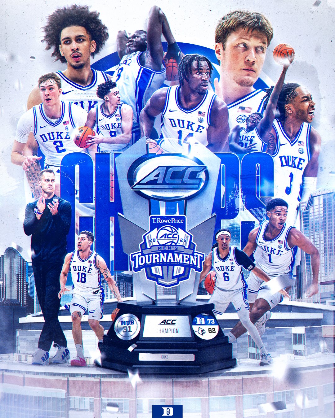 弗拉格缺陣沒關(guān)系！杜克三人15+奪冠進瘋?cè)?25年選秀前十熱門18+8