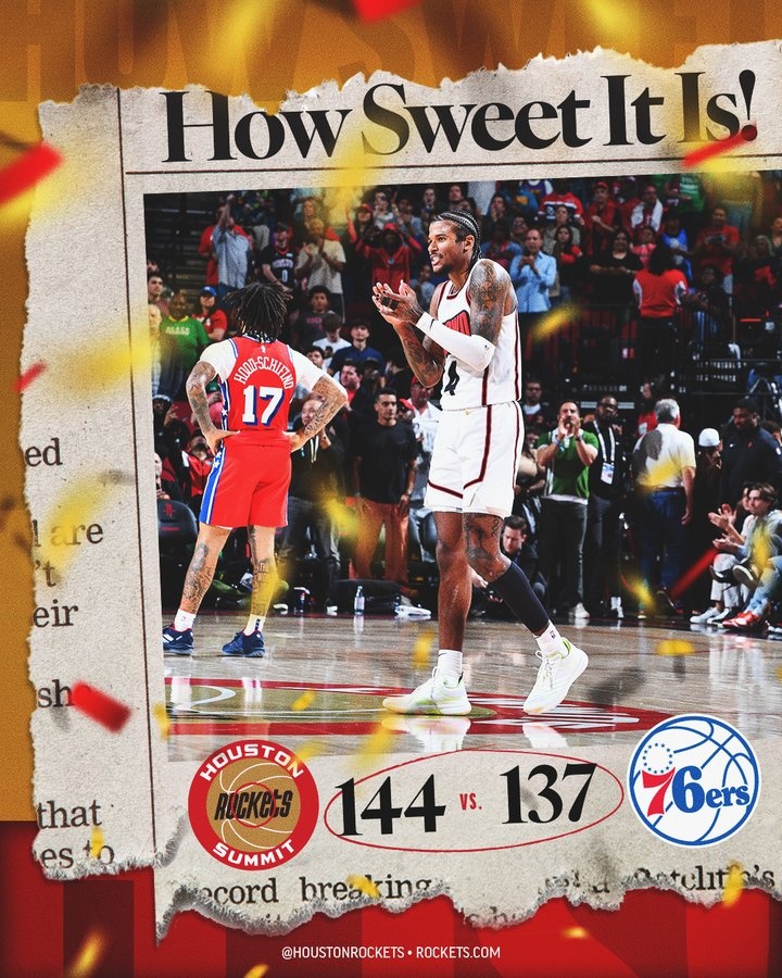 云淡風雪輕！火箭曬贏球海報 助攻生涯新高的杰倫-格林登上封面