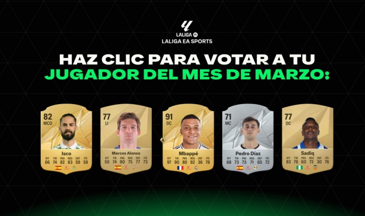 西甲3月最佳球員候選：姆巴佩領(lǐng)銜，伊斯科、馬科斯-阿隆索入選