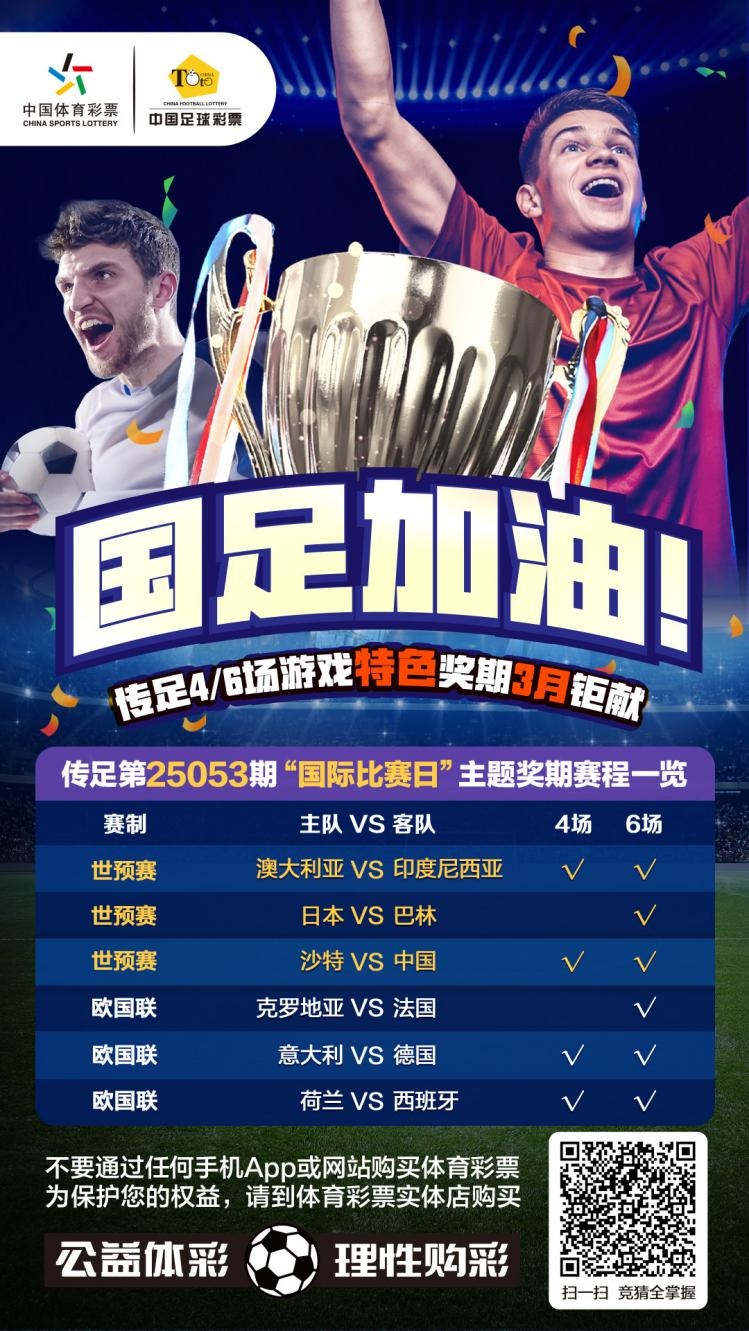國(guó)足加油！傳足特色獎(jiǎng)期第25053期聚焦國(guó)際比賽日