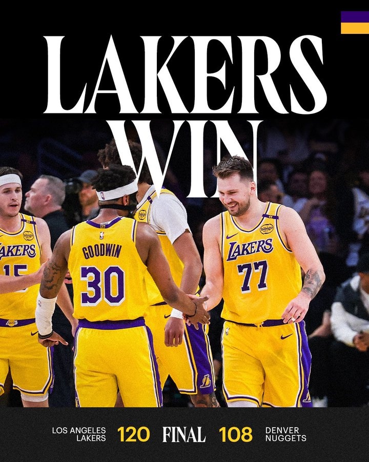 湖人官方曬出贏球海報(bào)：東契奇、里夫斯、古德溫、海斯登上封面