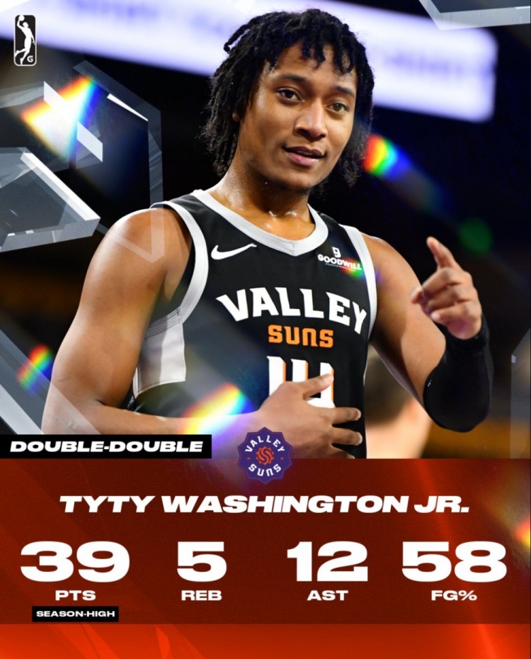 大殺四方！小泰泰-華盛頓G聯(lián)盟26中15爆砍39分5板12助2斷