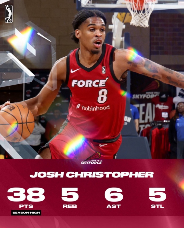 亂殺！火箭舊將克里斯托弗G聯(lián)盟22中13爆砍38分5板6助5斷2帽