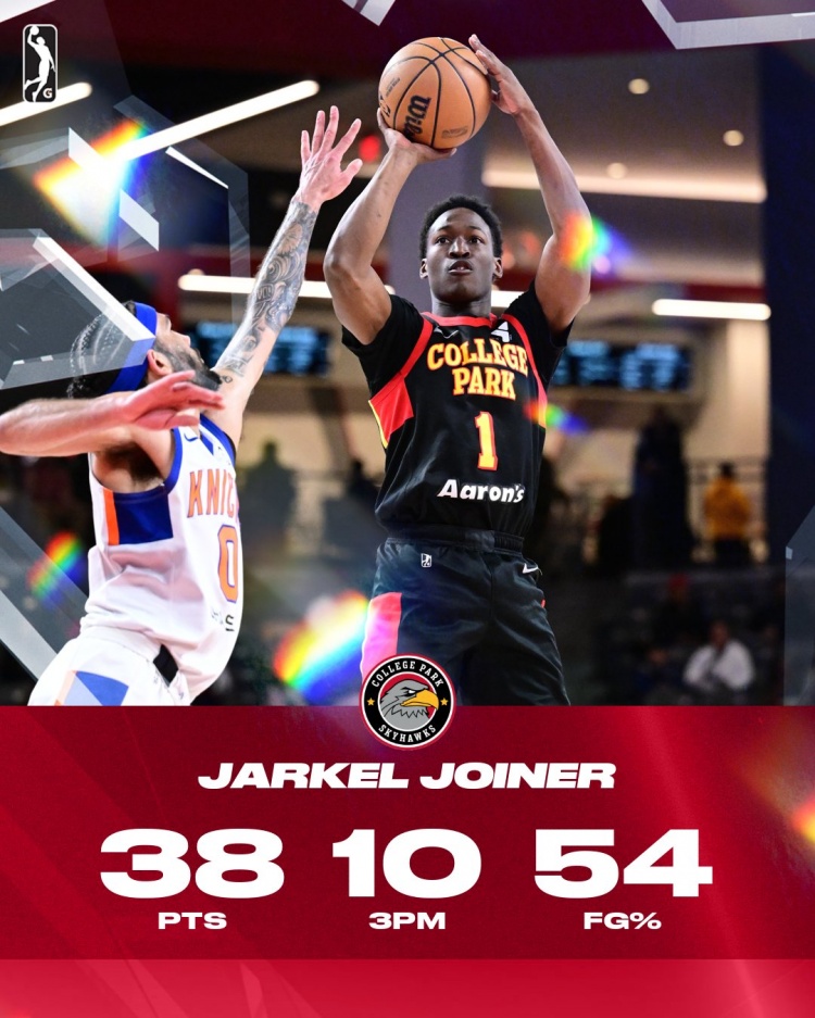 這是誰的部將！23年落選秀喬伊納今日G聯(lián)盟比賽3分16中10爆砍38分