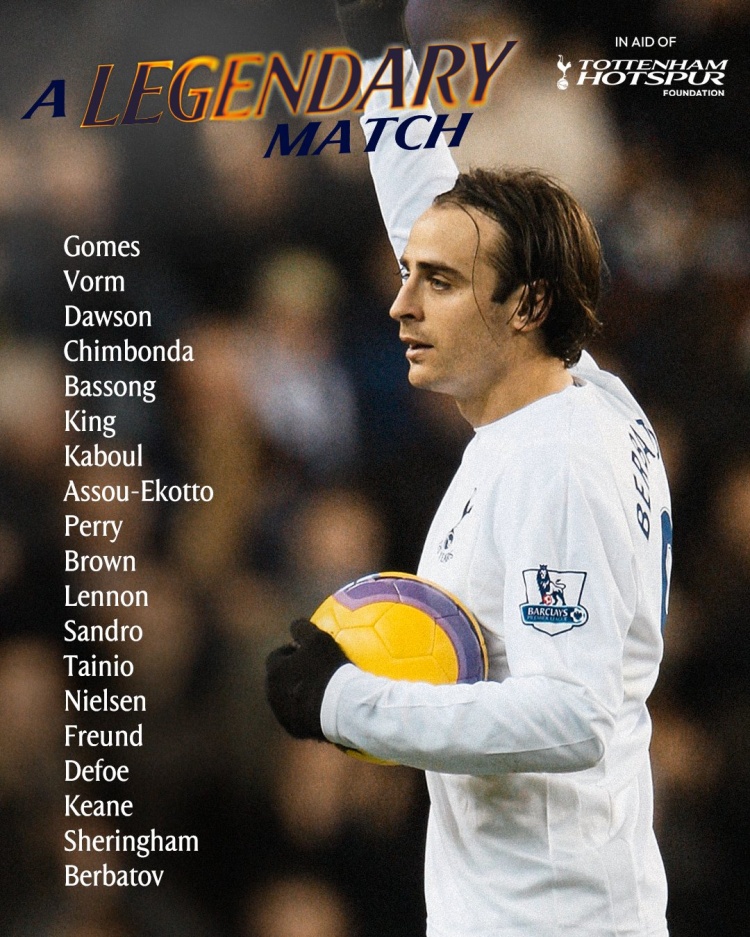 熱刺傳奇賽對陣米蘭名單：貝爾巴托夫、謝林漢姆、迪福在列