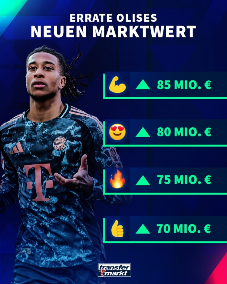 確定上漲！德轉(zhuǎn)預(yù)熱奧利塞身價變化，最高漲至8500萬歐