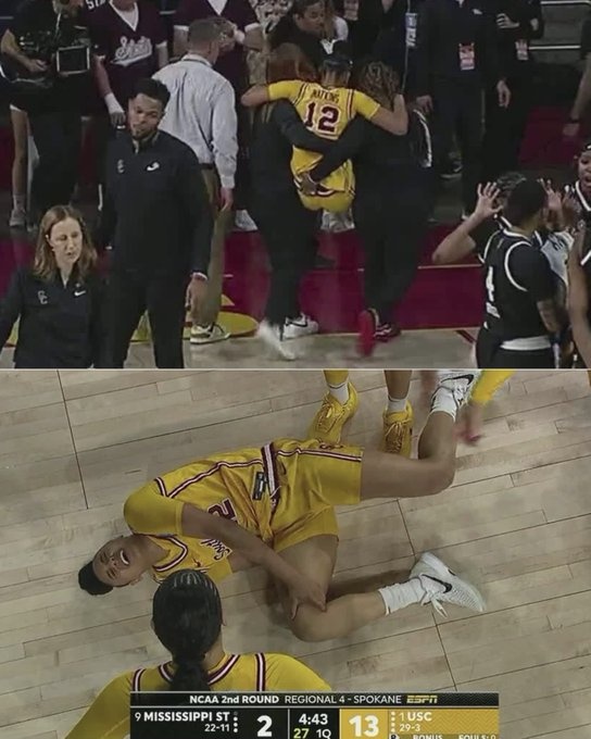 不要?。∧霞又菖@王牌朱朱-沃特金斯疑似重傷 被攙扶離場